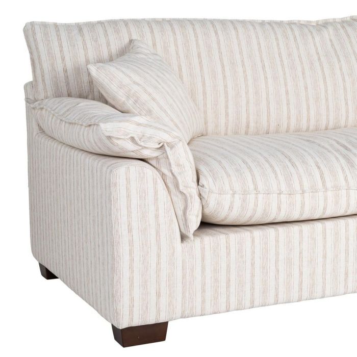 Sofá 4 Plazas Rayas Crema Tejido 282 X 101 X 71 cm