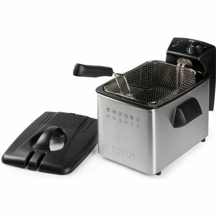 Domo DO465FR Freidora Eléctrica Semiprofesional 4L, 3000W, Acero Inoxidable, Tanque Extraíble, Termostato Ajustable y Tapa con Ventana