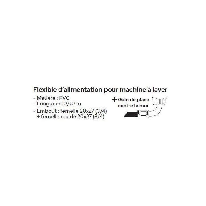 Novobain Manguera de alimentación para lavadora NOV3047403101542 - 2 m 1 Novobain Manguera de alimentación para lavadora NOV3047403101542 - 2 m 1
