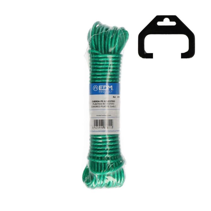 Edm Cuerda Plástico Revestido PVC Tendedero 3,8 mm x 25 m Verde Edm Cuerda Plástico Revestido PVC Tendedero 3,8 mm x 25 m Verde