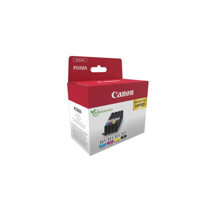 Canon CLI-551 Multipack Cartuchos Tinta Original Negro Amarillo Cian Magenta 4 Unidades 1