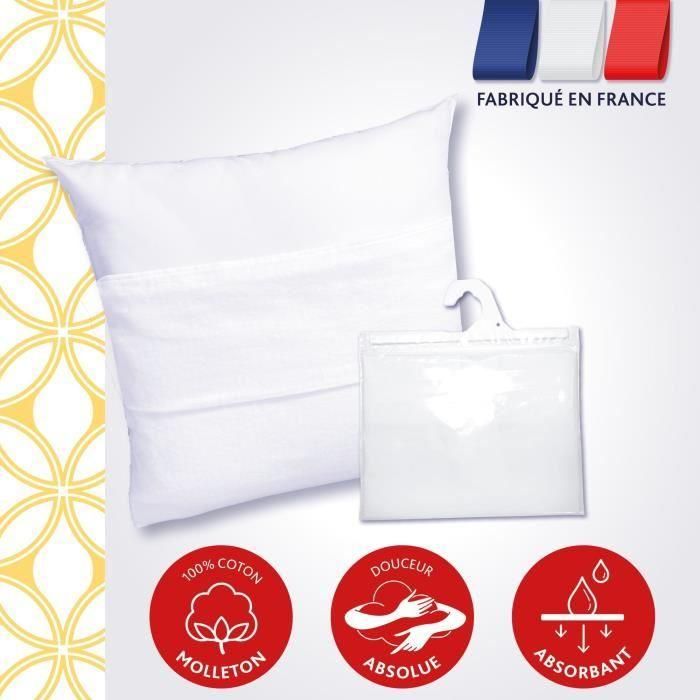 DODO Noé Protector de almohada 65x65 cm | 100% Algodón Forro Polar 200 g/m² | Tratado Sanfor Anticontracción | Lavable 95° 3 DODO Noé Protector de almohada 65x65 cm | 100% Algodón Forro Polar 200 g/m² | Tratado Sanfor Anticontracción | Lavable 95° 3