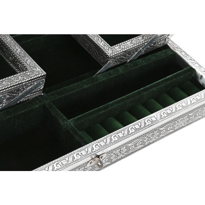 Joyero Indio DKD Home Decor Plateado Verde 20 x 7.5 x 38 cm (2 Unidades) 1