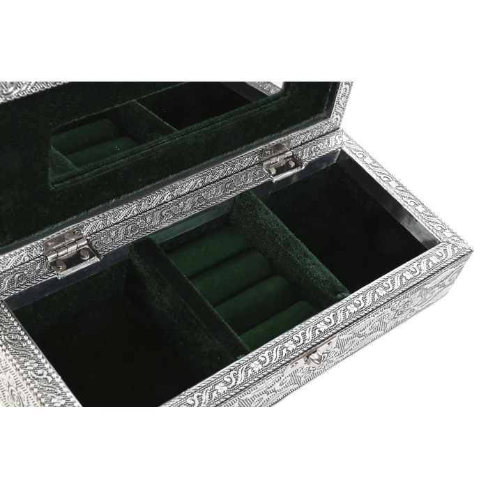 Joyero Indio DKD Home Decor Plateado Verde 10 x 6.5 x 22.5 cm (2 Unidades) 1