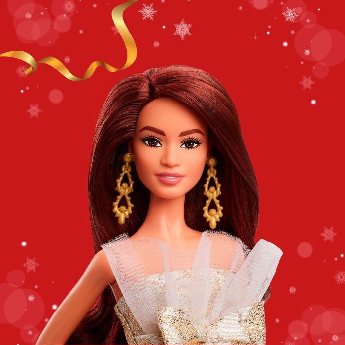 Barbie Jbh97 Muñeca Holiday Morena 2025 con Vestido Plateado y Dorado Edición Especial de Lujo Mattel 1 Barbie Jbh97 Muñeca Holiday Morena 2025 con Vestido Plateado y Dorado Edición Especial de Lujo Mattel 1