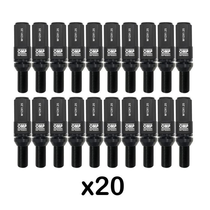 Omp Tornillos de Rueda Juego 20 Unidades M12x1.25 Llave 17-19mm Largo 28mm Protector Negro OMPS09971201 4