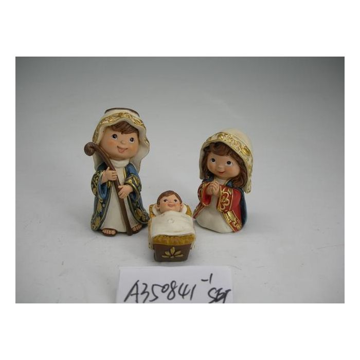 Nacimiento Navidad Tradicional DKD Home Decor Marron Azul 4.9 x 10.2 x 5.3 cm Set de 3 (4 Unidades)