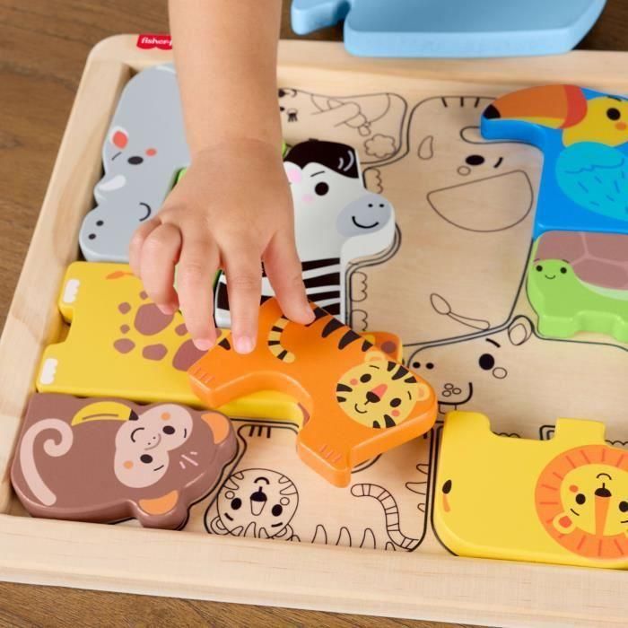 Fisher-Price JFG10 MATJFG10 - Rompecabezas de animales de madera para clasificación de formas con 13 piezas 5 Fisher-Price JFG10 MATJFG10 - Rompecabezas de animales de madera para clasificación de formas con 13 piezas 5