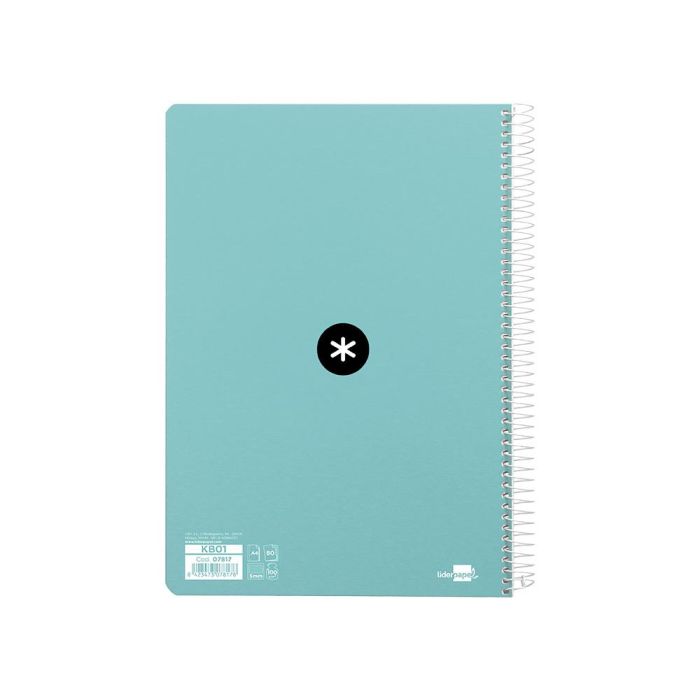 Cuaderno Espiral Liderpapel A4 Micro Antartik Tapa Dura 80H 100 gr Cuadro 5 mm Sin Bandas 4 Taladros Color Menta 8