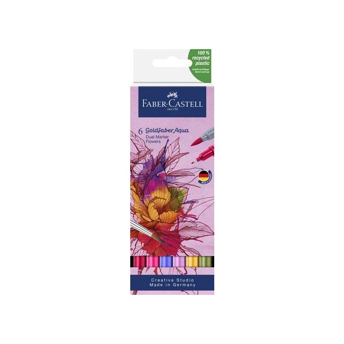 Rotuladores Acuarelables Faber-Castell Goldfaber Aqua Dual Markers Estuche De 6 Flower