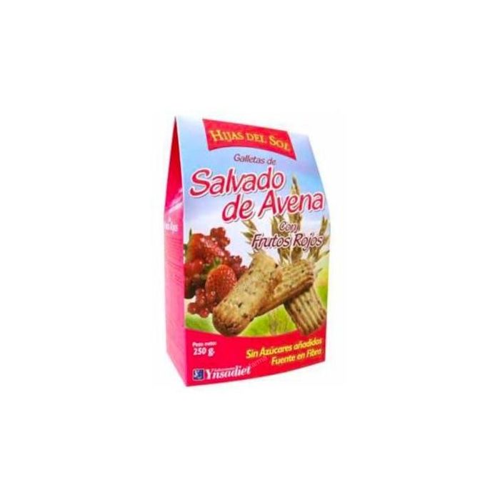 YNSADIET Galletas de Salvado de Avena con Frutos Rojos 250g - Sin Azúcares Añadidos, Fuente de Fibra, Sin Grasa de Palma