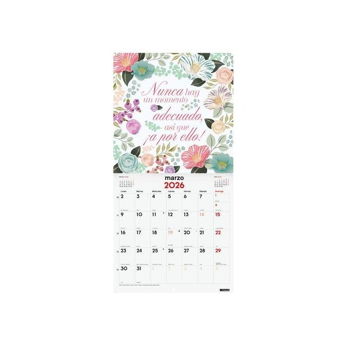 Calendario (2026) Finocam Pared Imagenes Mensual Para Escribir 300X300 Frases Motivadoras