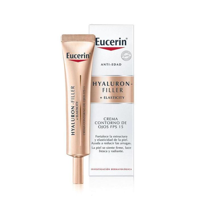 Eucerin HYALURON FILLER + elasticity Contorno de Ojos Anti-arrugas, Firmeza y Elasticidad para Piel Madura, FPS 15, 15 ml