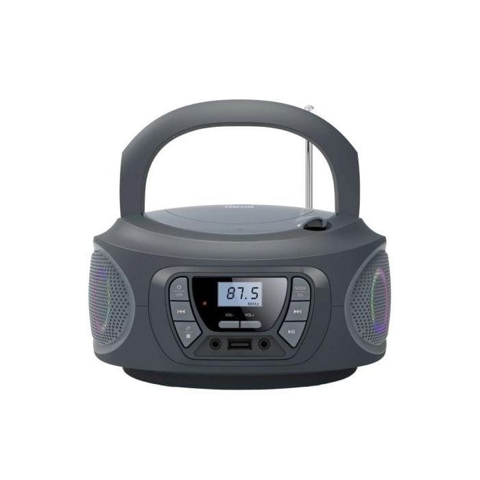 Fonestar sistem Boom - One - G Radio CD USB FM Portátil con Entrada Auxiliar y Efectos Luminosos, Gris