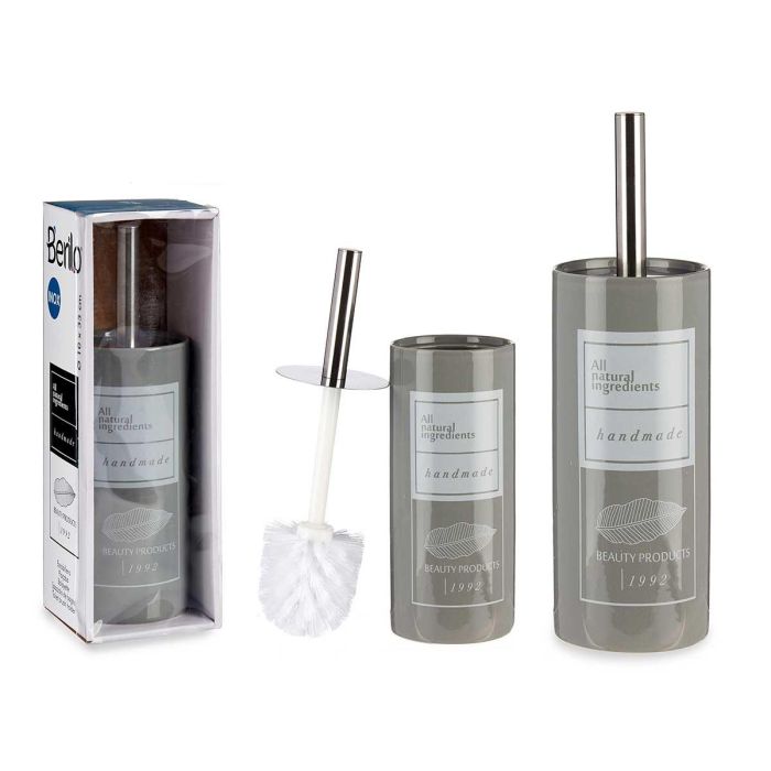 Escobilla de Baño Cerámica Natural Berilo 9.6x32x9.6 cm - Blanco, Gris, Plata (12 Unidades) Escobilla de Baño Cerámica Natural Berilo 9.6x32x9.6 cm - Blanco, Gris, Plata (12 Unidades)