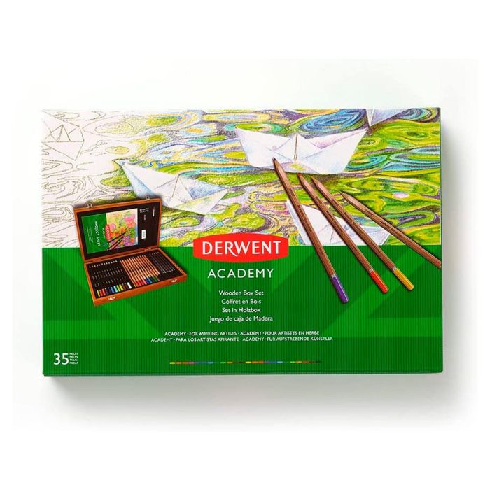 Estuche De Pintura Derwent Academy Madera Lapices De Colores 35 Piezas 2