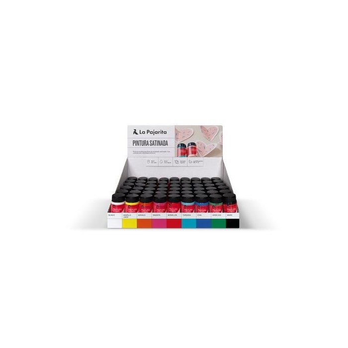 La Pajarita Pintura Satinada 35 mL - Expositor 54Ud con 9 Colores Surtidos