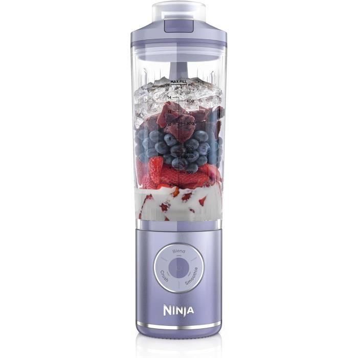 Ninja BC251EULD Licuadora portátil Blast Max, 530 ml, batería 2h, inalámbrica, sin BPA, lavanda