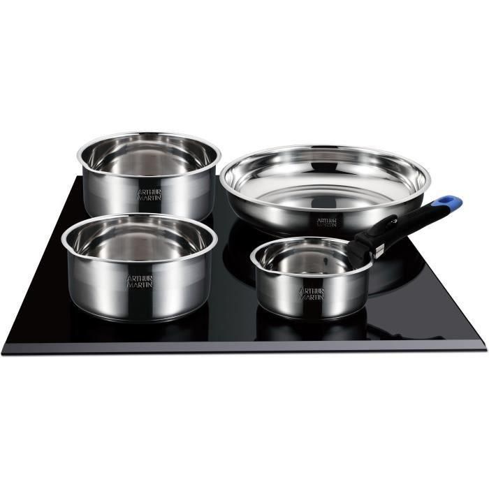 Arthur Martin ART3508510327404 Batería de Cocina 18 piezas de Acero Inoxidable 18/10, Mangos Extraíbles, para Todo Tipo de Fuegos, Incluida Inducción, Libre de PFOA/PFAS 3