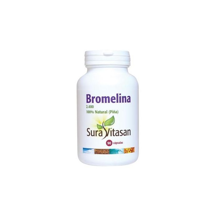 SURA VITASAN Bromelina 500 mg, Enzima Digestiva de Piña con 2.400 GDU/g, 90 Cápsulas Vegetales
