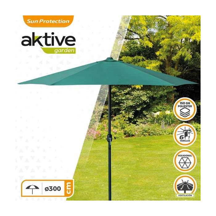 Parasol 300 cm con chimenea y mástil de aluminio 4,8 cm color verde 1 Parasol 300 cm con chimenea y mástil de aluminio 4,8 cm color verde 1