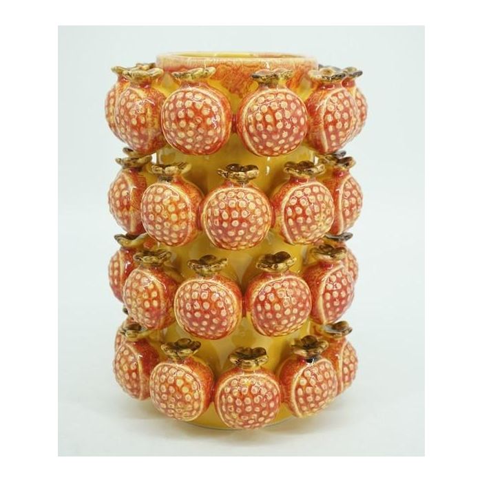 DKD Home Decor Jarrón Moderno de Gres Naranja Amarillo 24x24x32 cm con Diseño Granada