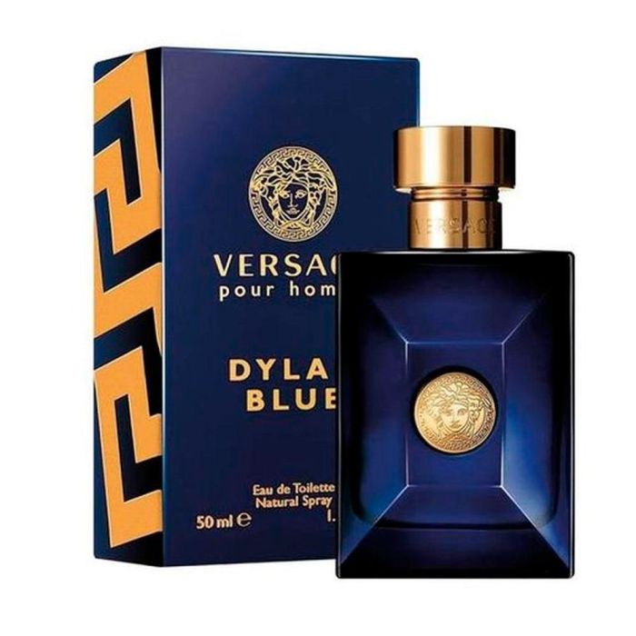 Versace DYLAN BLUE Eau de Toilette Vaporizador para Hombre 50 ml. Perfume Masculino Aromático Fougère. Frasco Azul Intenso