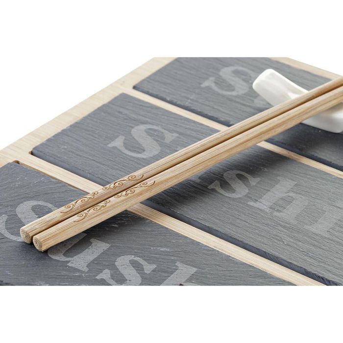 Sushi Oriental DKD Home Decor Natural Negro 19 x 3 x 25 cm Set de 7 2