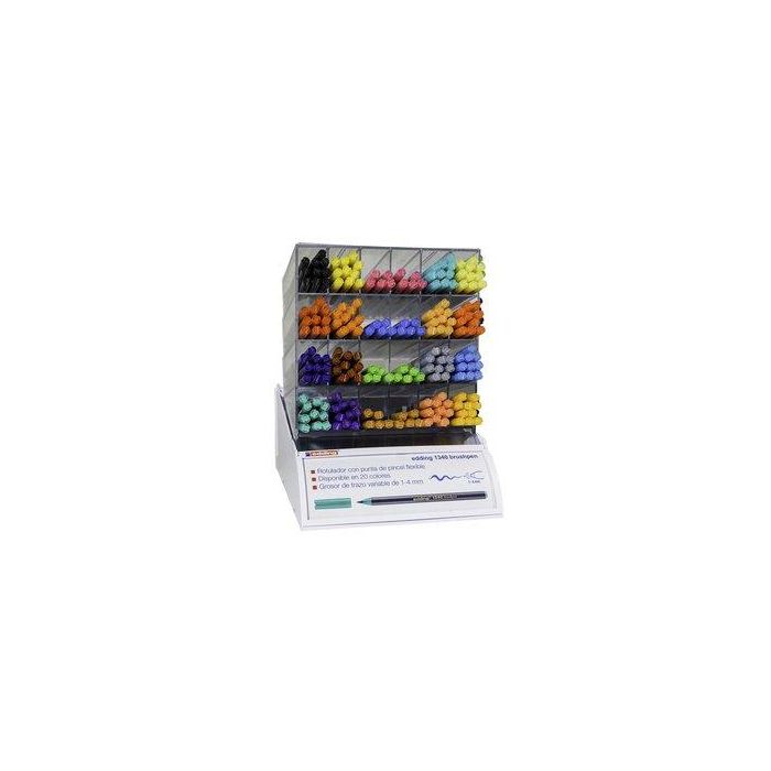 Rotulador Fibra Edding 1340 Brushpen Expositor De 200