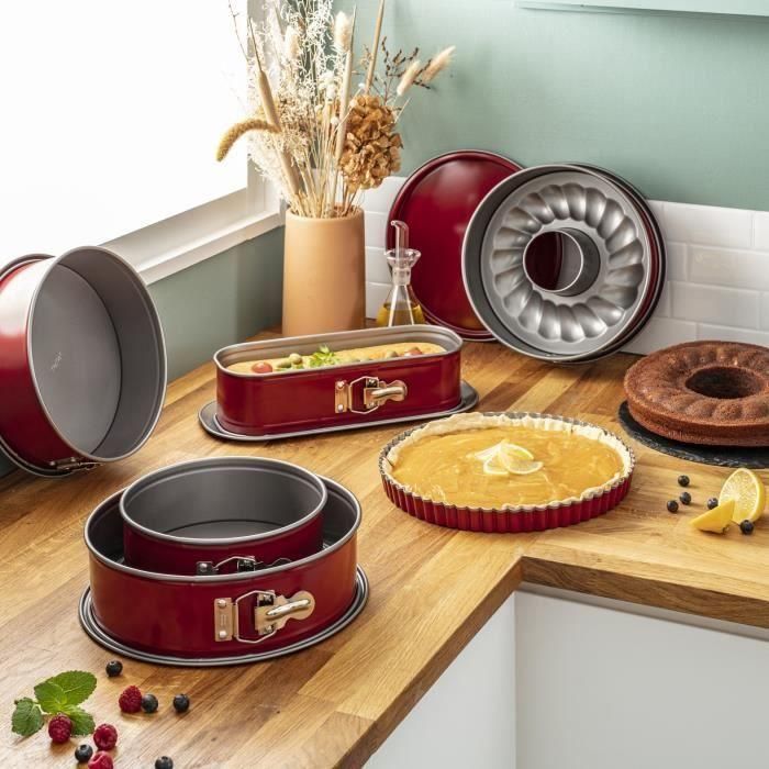 Molde de acero savarin TEFAL Delibake - Ø 25 cm - Rojo y gris - Con bisagra 3 Molde de acero savarin TEFAL Delibake - Ø 25 cm - Rojo y gris - Con bisagra 3