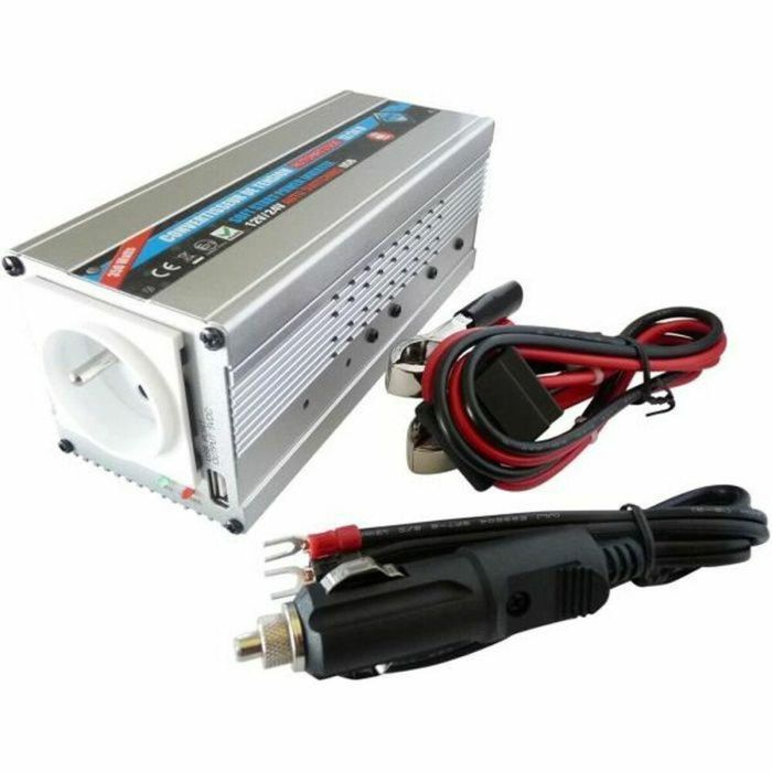 HTC Inversor de Corriente Automático para Vehículo 12/24V a 220/240V, 350W, con Salida USB 2.1A, Alarma de Batería Baja 0 HTC Inversor de Corriente Automático para Vehículo 12/24V a 220/240V, 350W, con Salida USB 2.1A, Alarma de Batería Baja 0