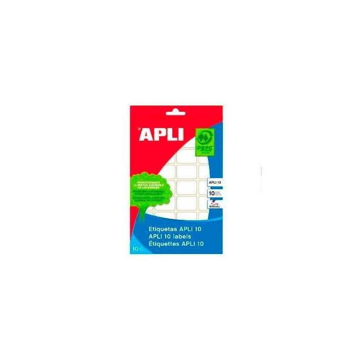 Apli Etiquetas Adhesivas Blancas 20x50 mm para Escritura Manual, Pack de 10 Hojas (150 etiquetas), Adhesivo Permanente