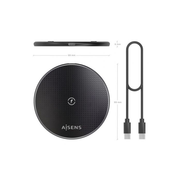 Estación de Carga Inalámbrica Qi Aisens ASCH-15W1WC058-BK/ 1xUSB Tipo-C/ 15W/ 5W/ Negro 2 Estación de Carga Inalámbrica Qi Aisens ASCH-15W1WC058-BK/ 1xUSB Tipo-C/ 15W/ 5W/ Negro 2