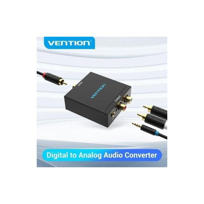 Vention BDFB0 Convertidor de Audio Digital a Analógico (DAC) 192kHz Decodificador - SPDIF Toslink, Coaxial a 2x RCA & 3.5mm Jack 1