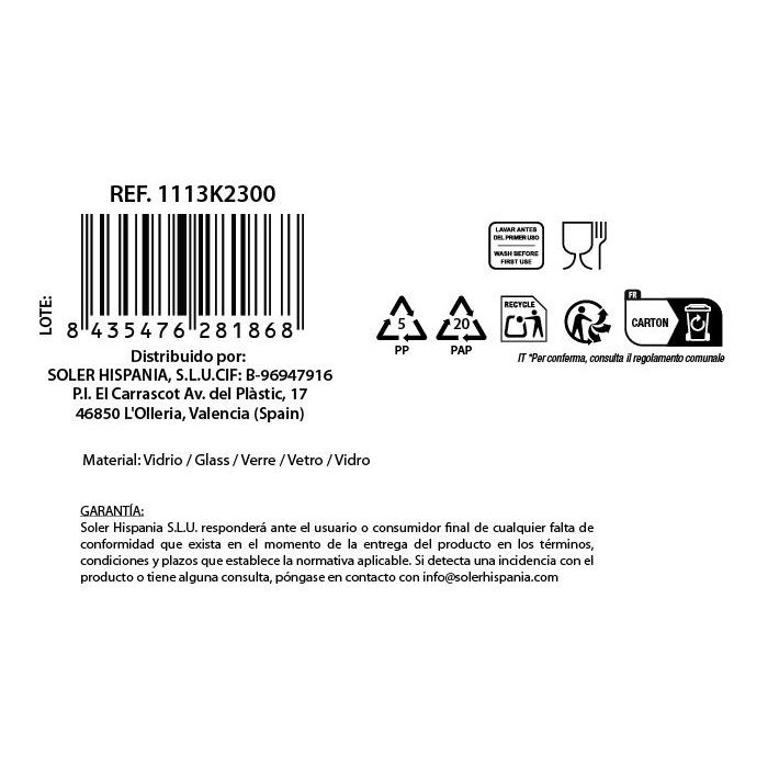 La Mediterranea Set 6 Vasos Shogun 300 cc (8 Cajas)