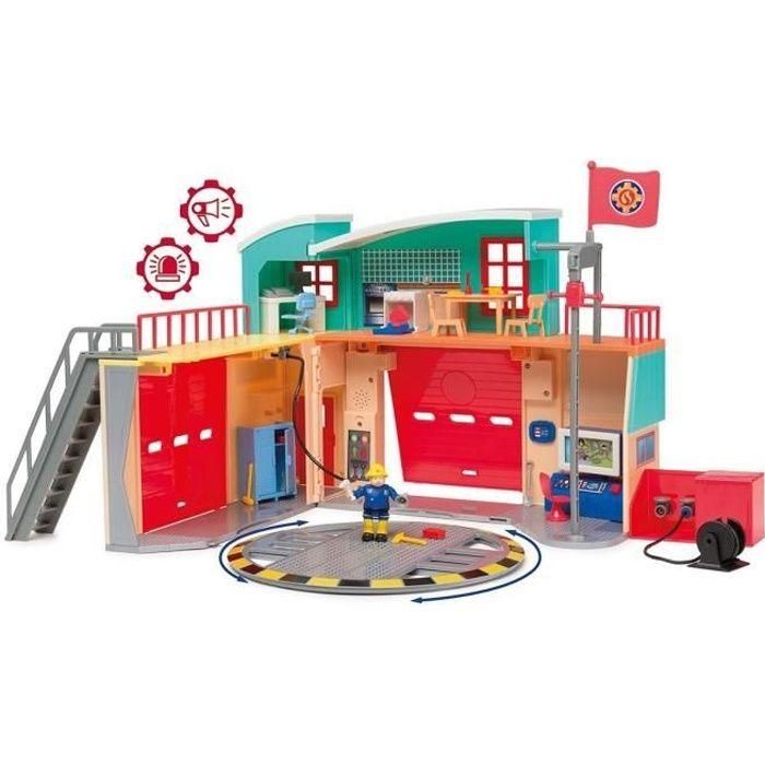 Bombero Sam Pontypandy Estación de bomberos Smoby con 1 figura - Juguete para niños a partir de 3 años