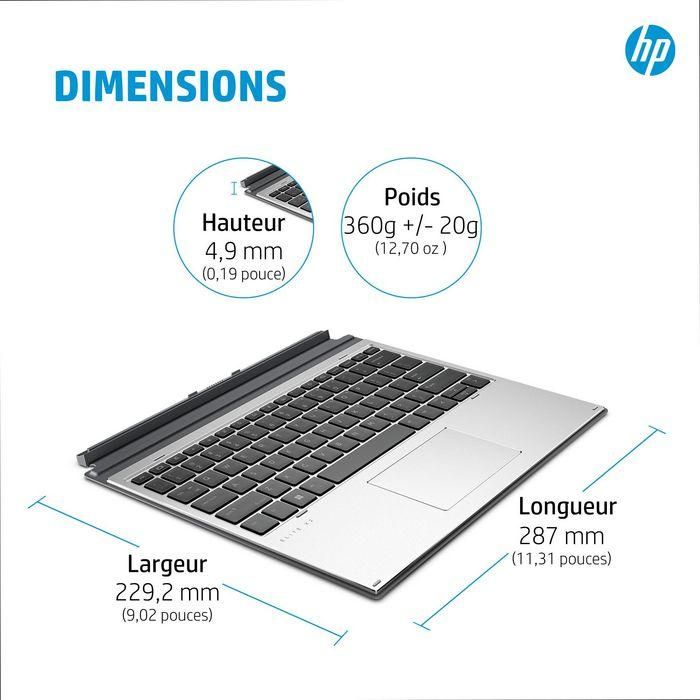 HP Elite x2 G8 Premium Keyboard - Teclado español desmontable para HP Elite x2 G8 Tablet, privacidad con un toque 9