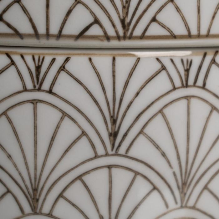 Caja Blanco-Marrón Porcelana Decoración 18 X 18 X 19 cm