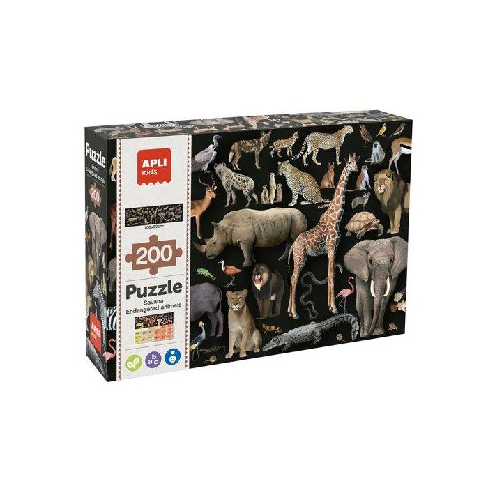 Puzle Educativo Apli Kids 200 Piezas Animales De La Sabana Amenazados (+6 Años)