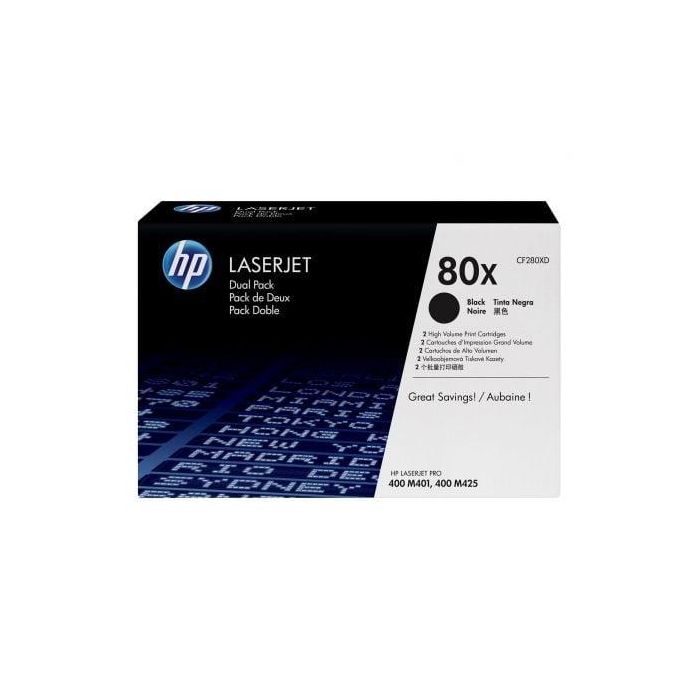 HP nº80X Toner Negro Pack 2 HP nº80X Toner Negro Pack 2