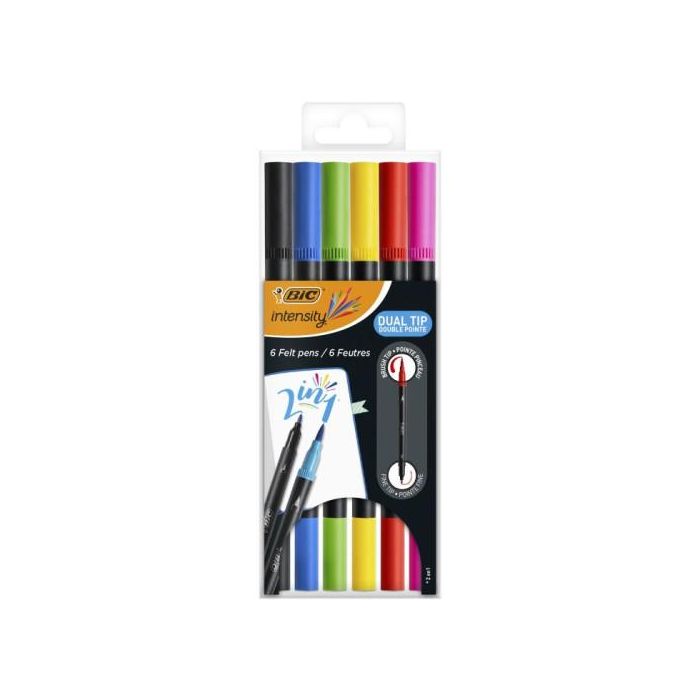 Bic Rotuladores Intensity Tip Felt Pens Punta Fina-Pincel Colores Surtidos Vivos Blíster 6 Ud 5