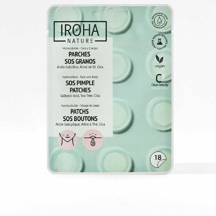 Iroha Parches Sos Granos Con Ácido Salicílico, Árbol De Té Y Centella Asiática Iroha Parches Sos Granos Con Ácido Salicílico, Árbol De Té Y Centella Asiática