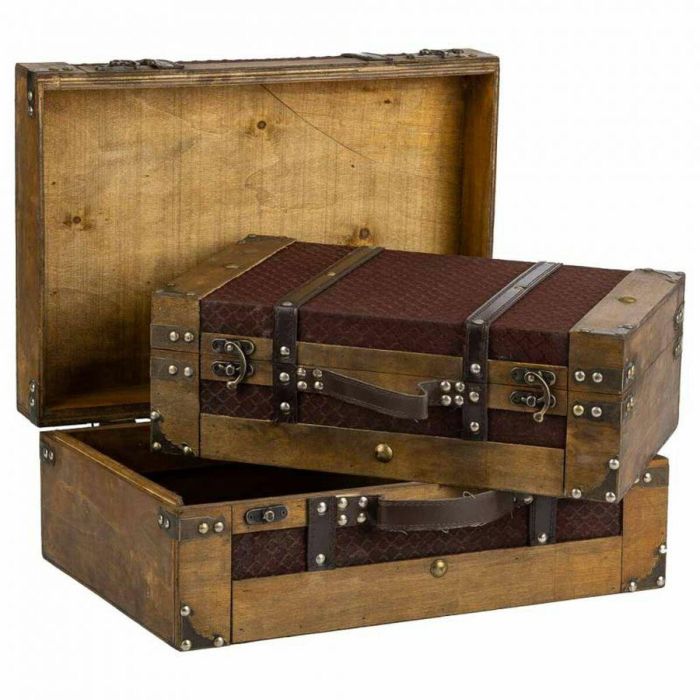 Juego de Maletas Alexandra House Living Marrón PVC Madera Metal Tela Vintage 31 x 17 x 45 cm 40 x 24 x 13,5 cm Decorativo 2 Piez 7 Juego de Maletas Alexandra House Living Marrón PVC Madera Metal Tela Vintage 31 x 17 x 45 cm 40 x 24 x 13,5 cm Decorativo 2 Piez 7