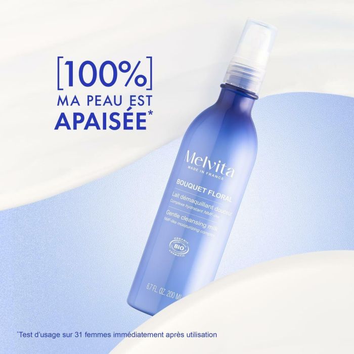 Melvita BOUQUET FLORAL Leche Desmaquillante Facial Orgánica Certificada Ecocert Detox Piel Seca Sensible Hidratante Calmante 200 ml 3