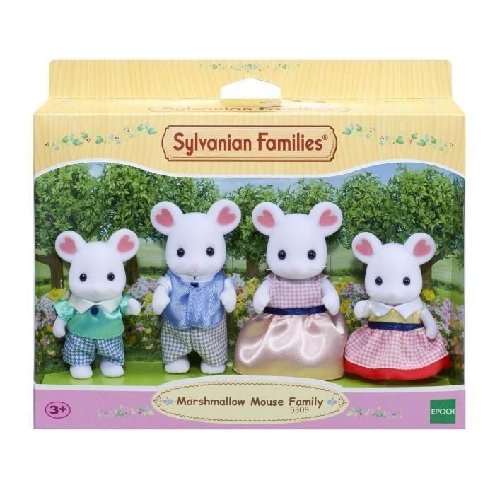 Sylvanian Families 5308 Marshmallow Mouse Family - 4 Figuras Articuladas Vestidas (Mamá, Papá, Hijo, Hija) 4