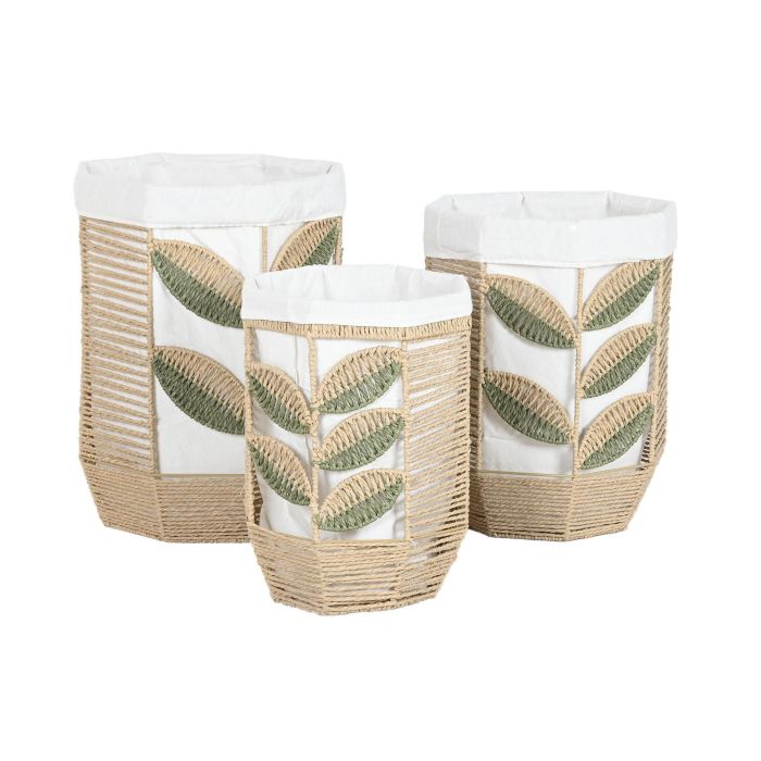 Cesta Tropical DKD Home Decor Verde Natural 41 x 51 x 41 cm Set de 3 (2 Unidades) 3