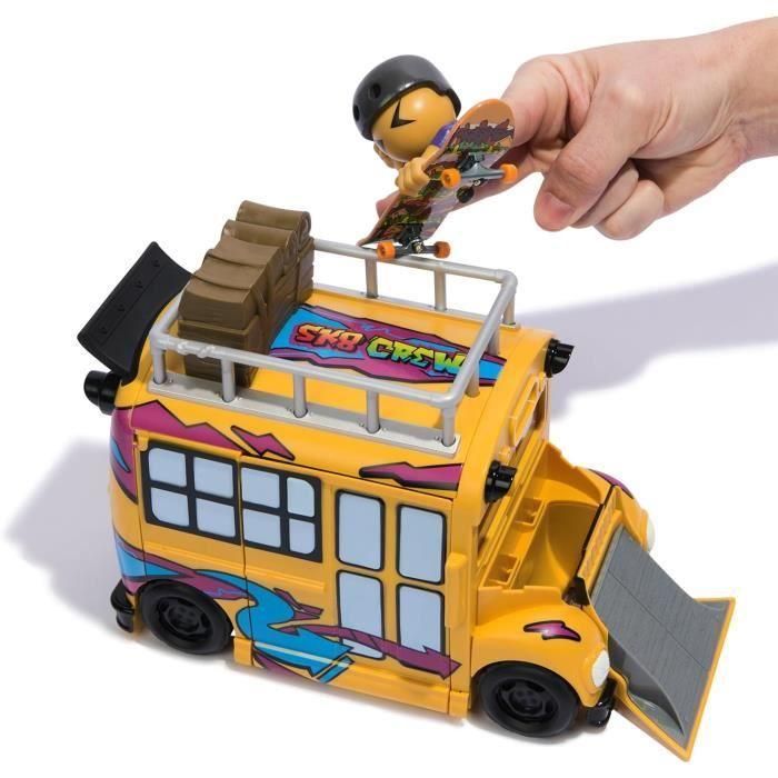 Tech Deck 6071034 Sk8 Crew Playset Autobús Convertible en Parque de Skate de Dedos con 3 Rampas para Fingerboarding y Figura 3