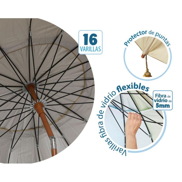 Atosa Sombrilla De Playa De Aluminio Modelo Con Upf 50+ Beige 240 cm 28-32 mm Beige 3