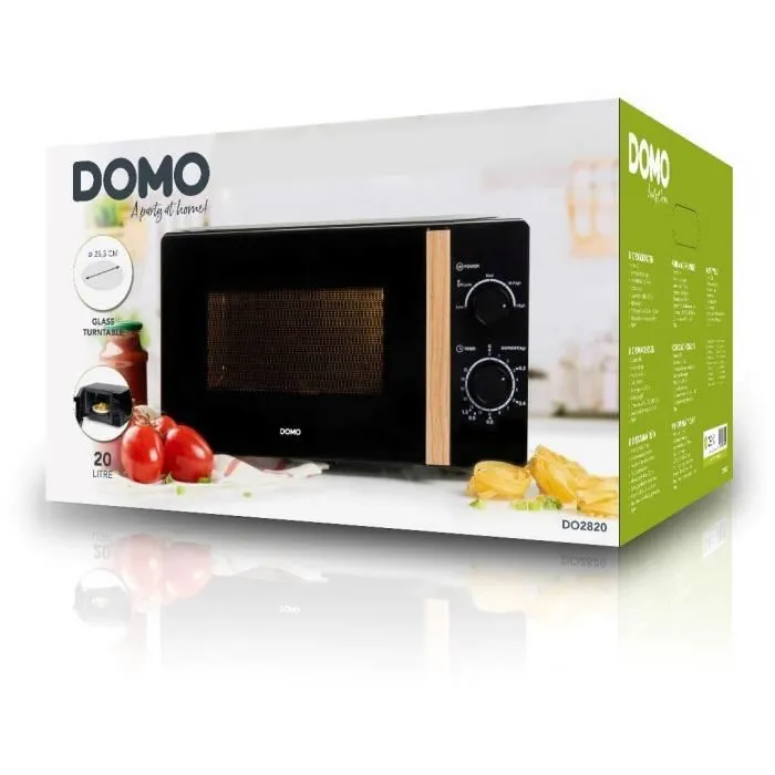 Domo Horno Microondas DO2820 20L 700W Temporizador 35 min Función Descongelación Acabado Madera Negra 5 Domo Horno Microondas DO2820 20L 700W Temporizador 35 min Función Descongelación Acabado Madera Negra 5