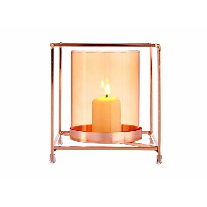 Base Vela Cristal Cuadrada Ámbar con Metal Cobre Giftdecor 14x15.5x14 cm (8 Unidades) 3 Base Vela Cristal Cuadrada Ámbar con Metal Cobre Giftdecor 14x15.5x14 cm (8 Unidades) 3